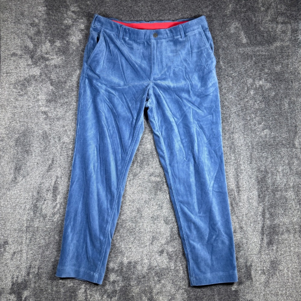 Redvanly Mens Blue Corduroy Stretch Golf Pants Size Large Flat Front Trousers